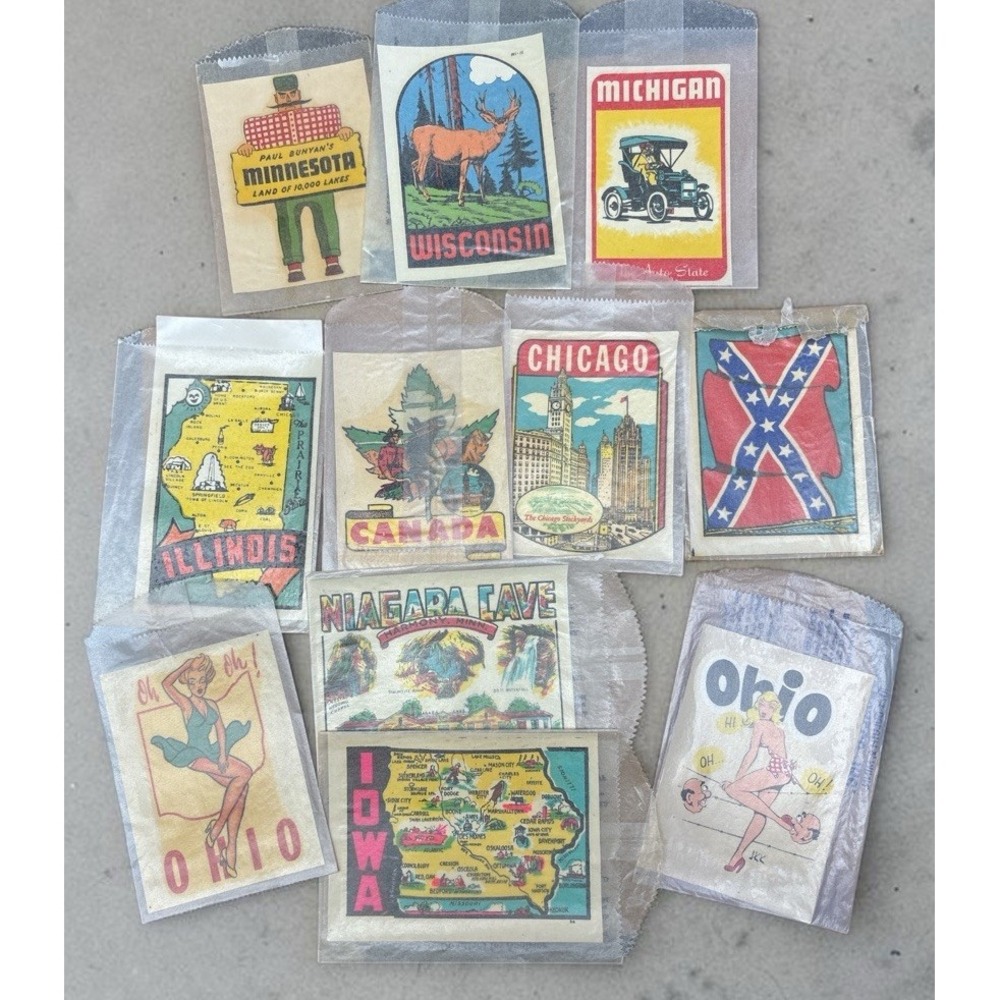 Lot of 11 Vintage Souvenir State Travel Attraction Decals
